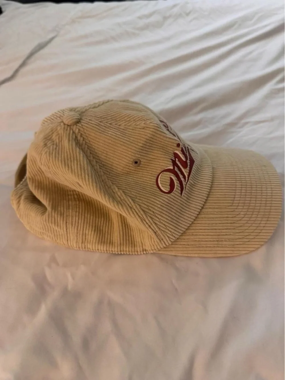 American Needle Miller High Life light beige unisex corduroy snapback hat